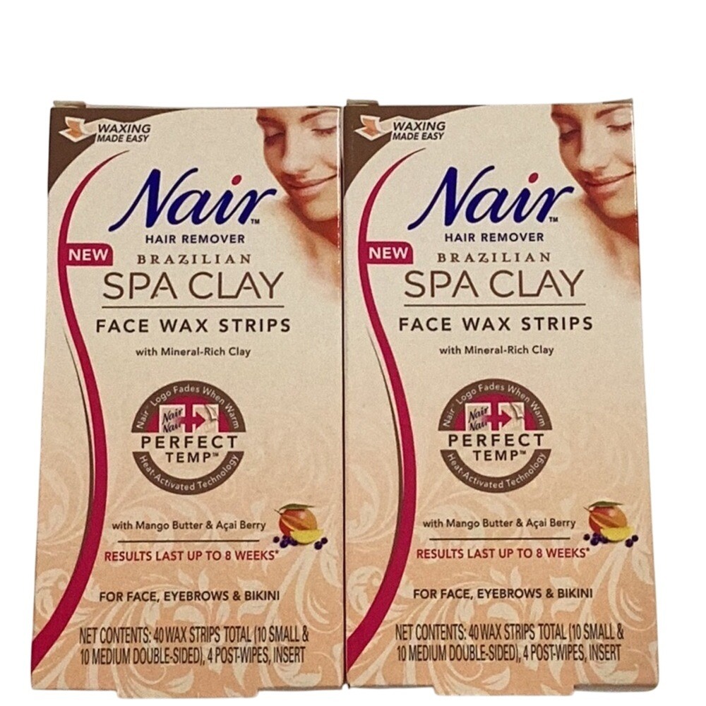 Nair Brazilian Spa Clay Face Wax Strips. Set of‎ 2 boxes.
